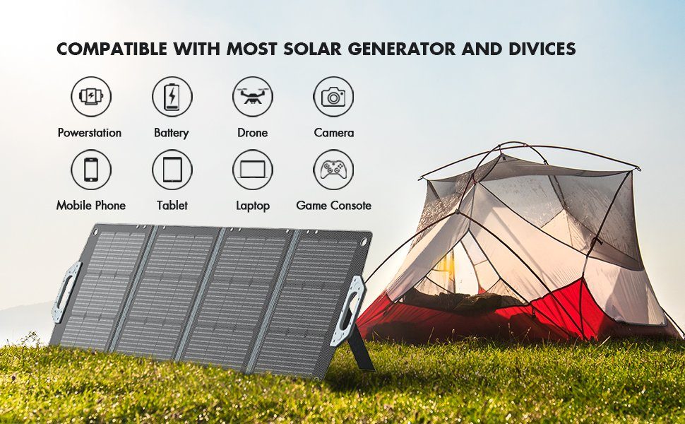 Daskoo Solaranlage Tragbar Solarpanels Faltbar Solarmodul Monokristallin, 240,00 W, mit Laderegler PV Modul Solaranlage für Gärten, Balkone, Dächer