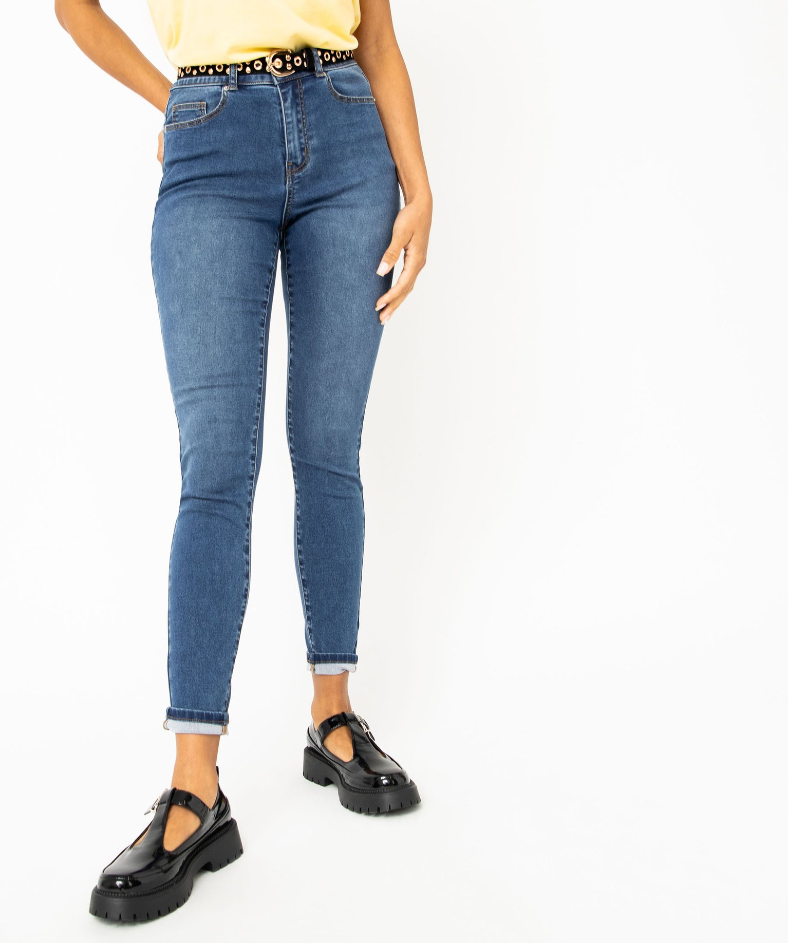 Jean Skinny taille haute stretch femme brut | GEMO