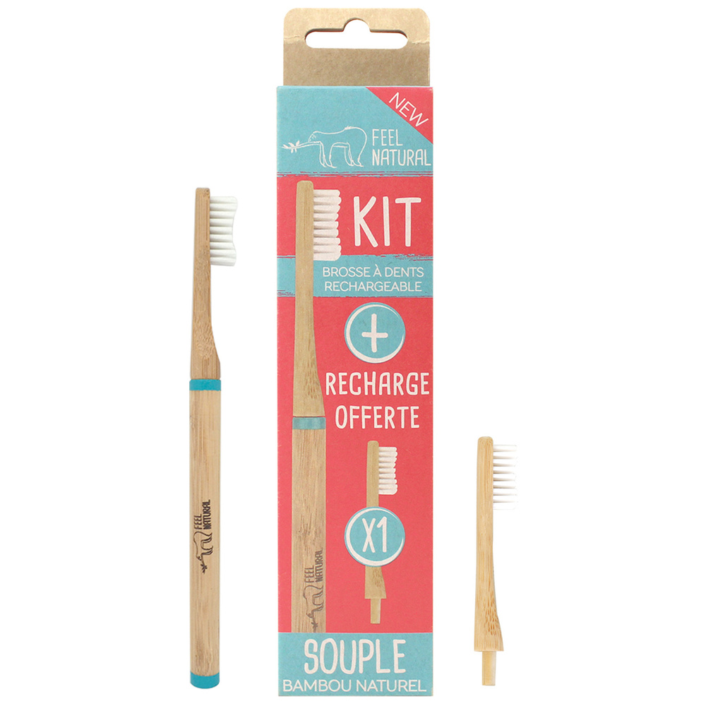 feel natural Kit brosse à dents tête rechargeable + 1  tête rechargeable - Souple Brosse à dents