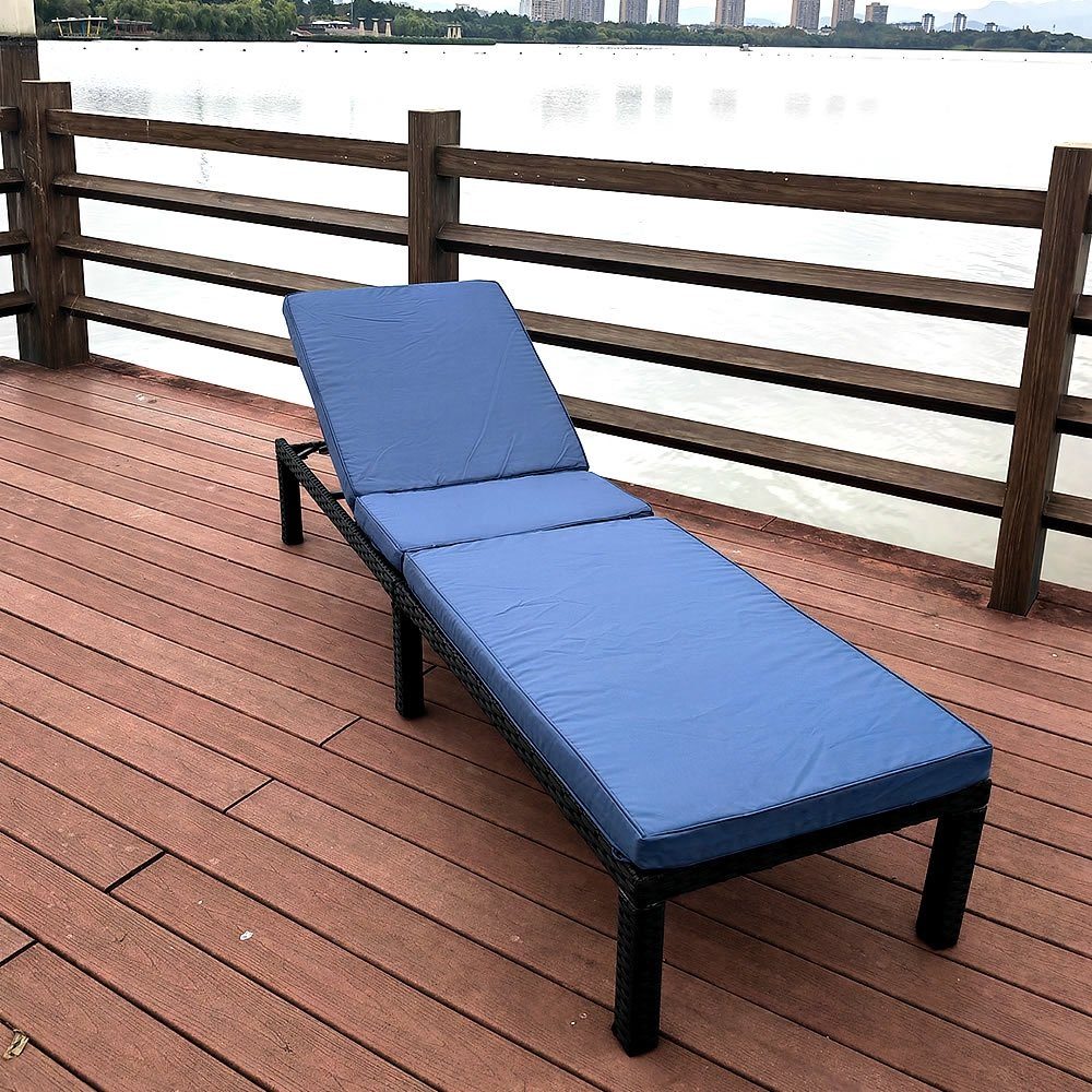 Mucola Gartenliege Sonnenliege Polyrattan Gartenliege mit Auflage Loungeliege, hochwertiges Polyrattan, verstellbar, inkl. Auflage