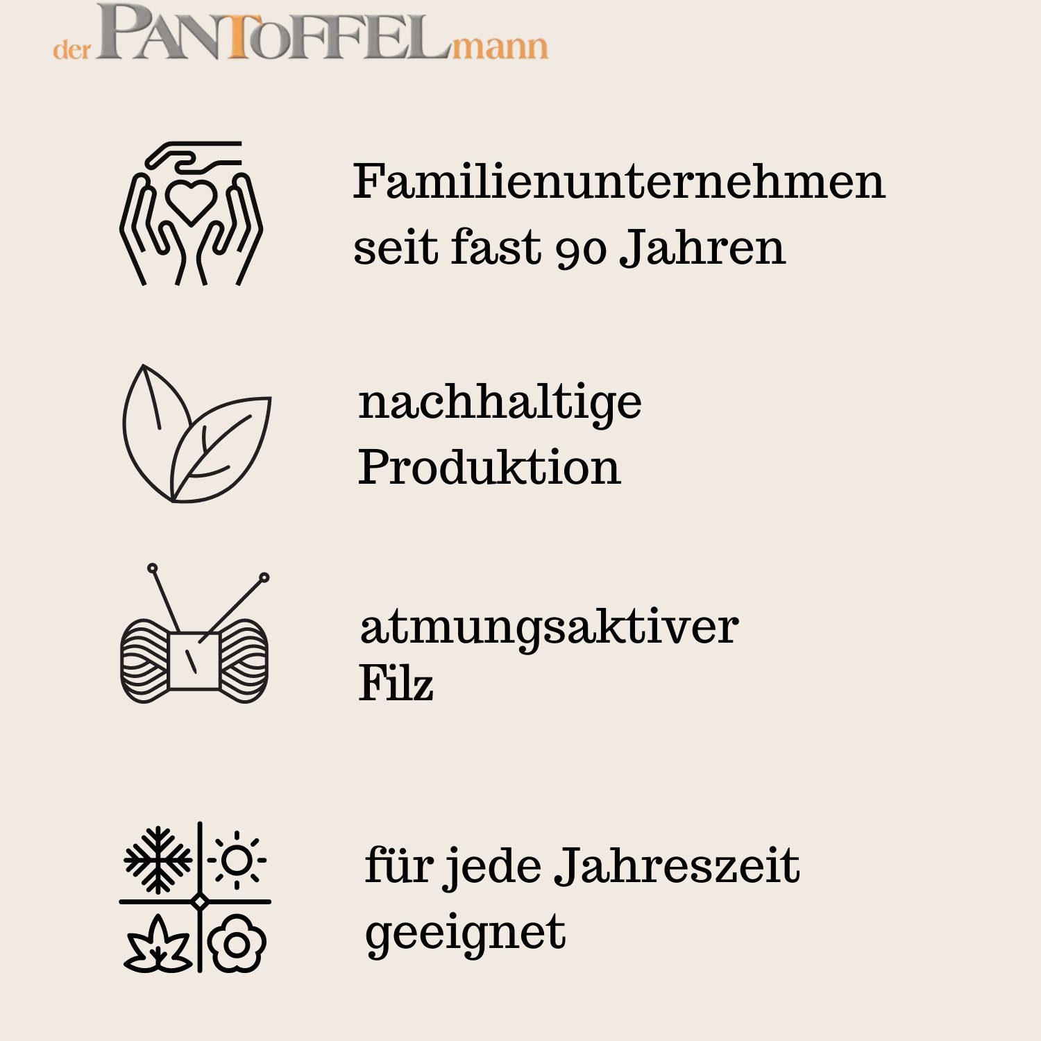 Pantoffelmann Filzpantoffel Gummisohle Herren Damen Filzlatschen Filz Hausschuh warm Pantoffel (1 Paar)