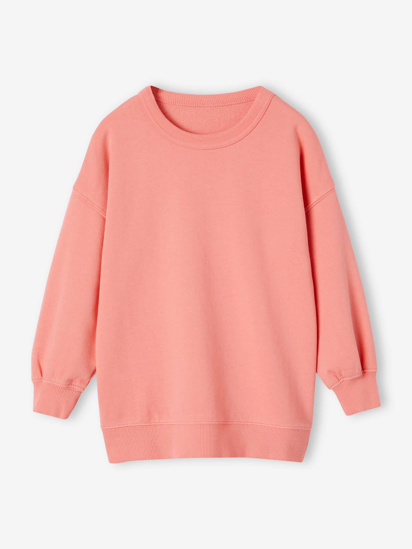 Vertbaudet Langes Mädchen Sweatshirt mit Motiv hinten Oeko-Tex - koralle