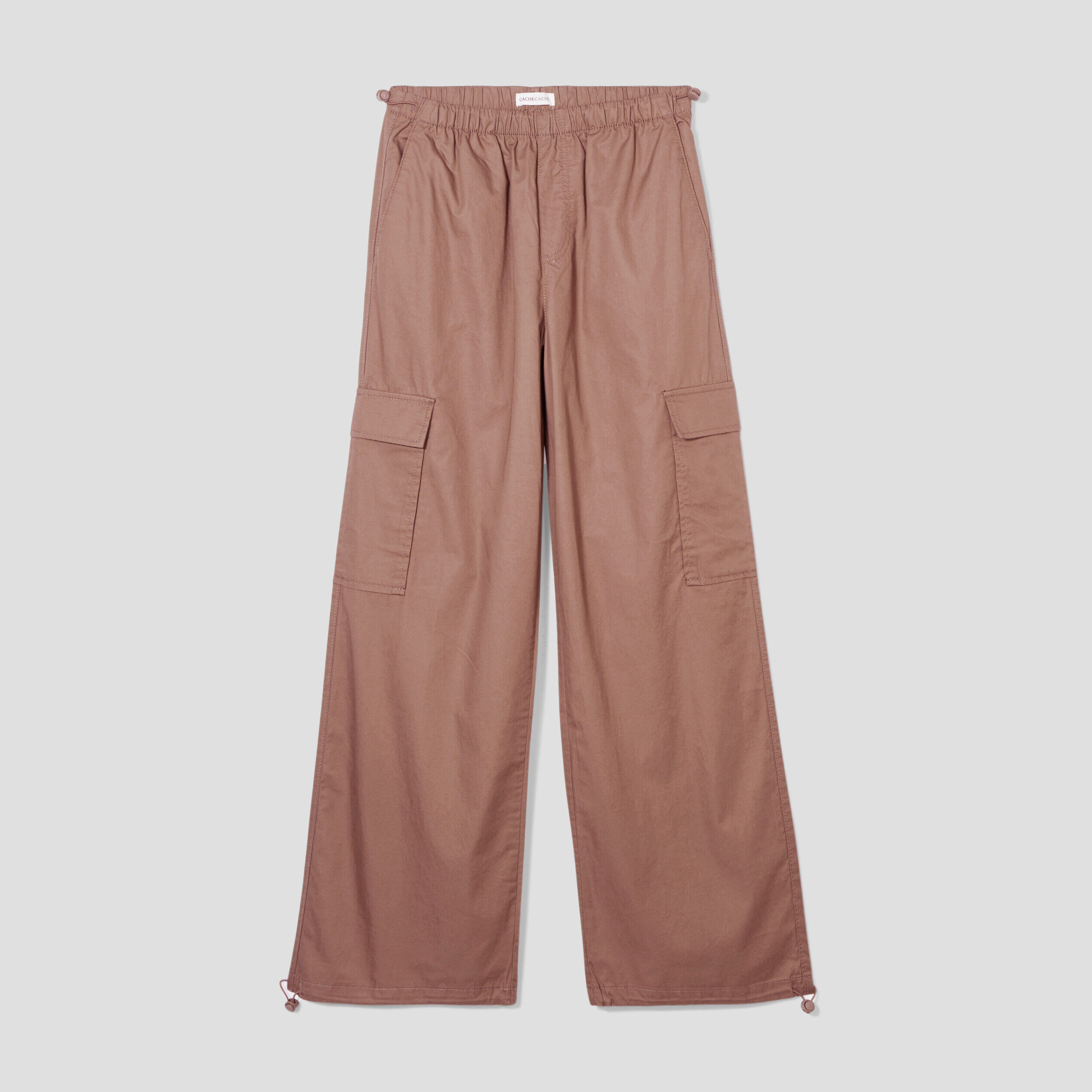 Pantalon parachute large taupe femme | Cache Cache