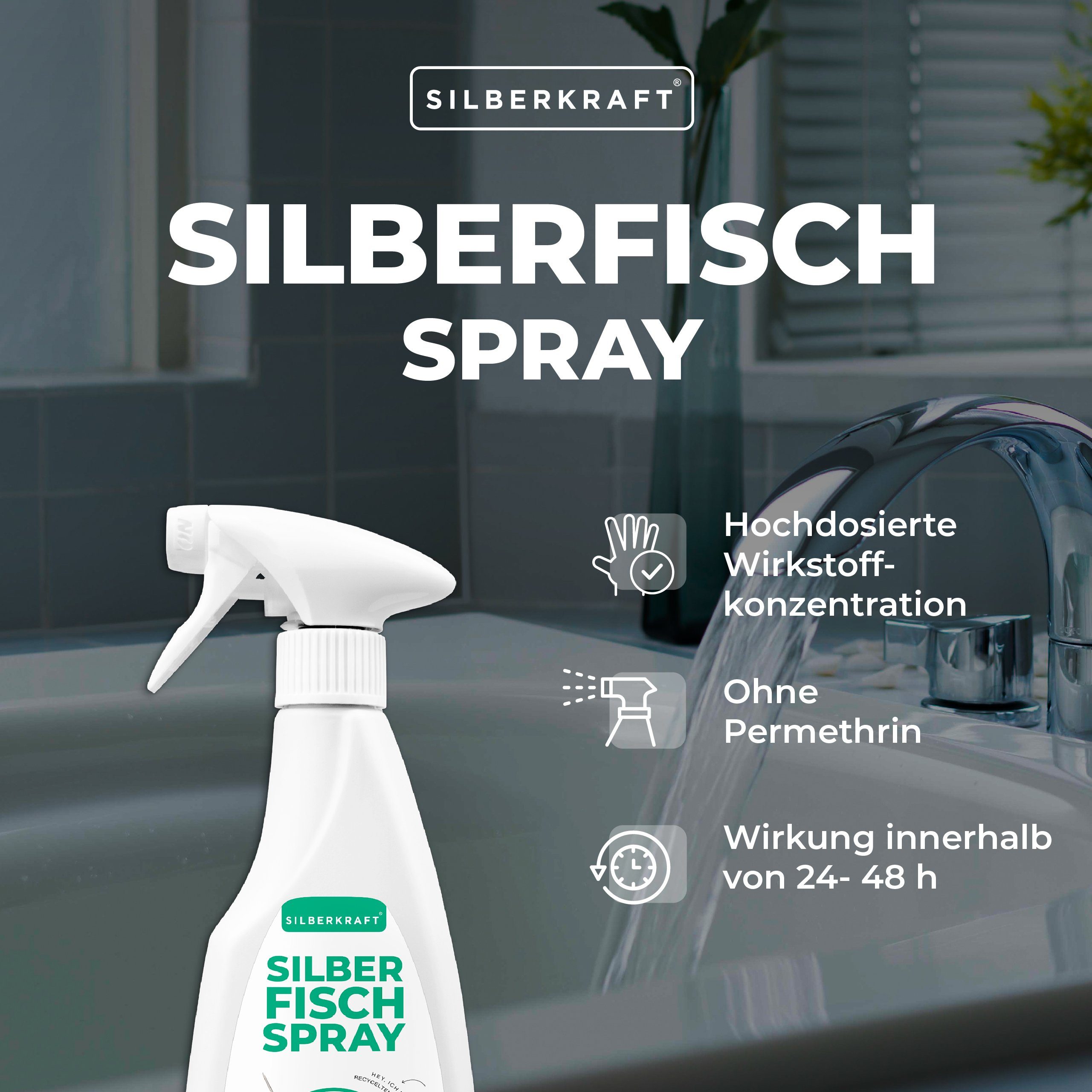 Silberkraft Insektenspray Silberfischspray - Silberfische / Papierfische bekämpfen, 500 ml, 1-St.