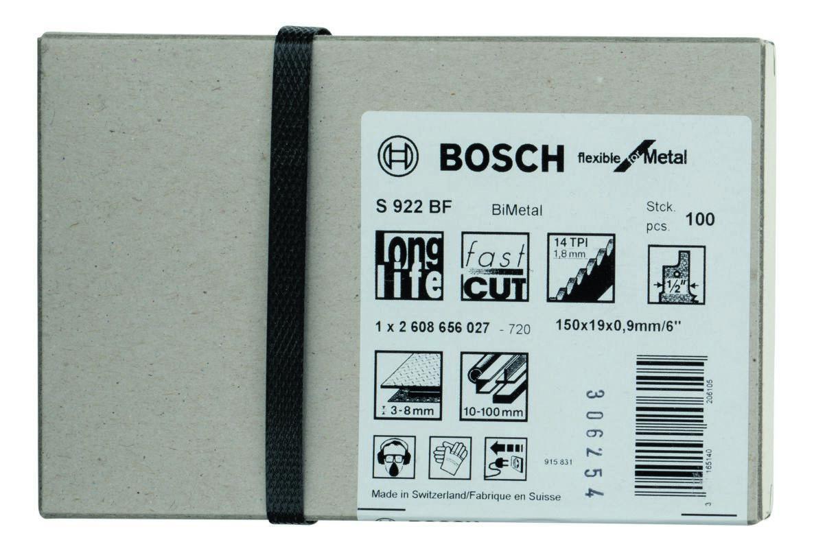 Bosch Blue Accessories 2608656027 S922BF bajonetsavklinge fleksibel til metal 150 mm 100 stk.