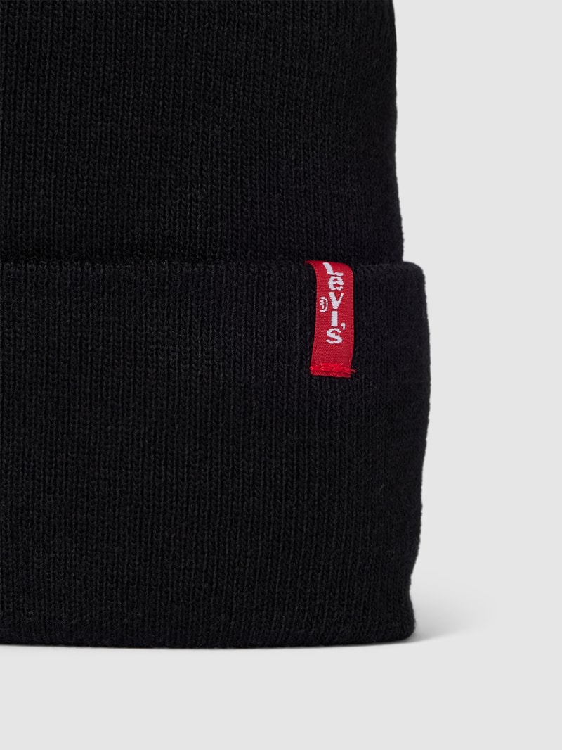 Mütze mit Label-Detail Modell 'SLOUCHY RED TAB' in schwarz