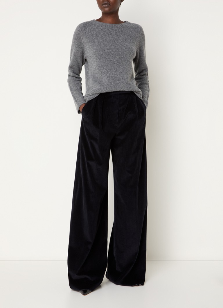 Pantaloni din catifea reiată cu talie înaltă MaxMara