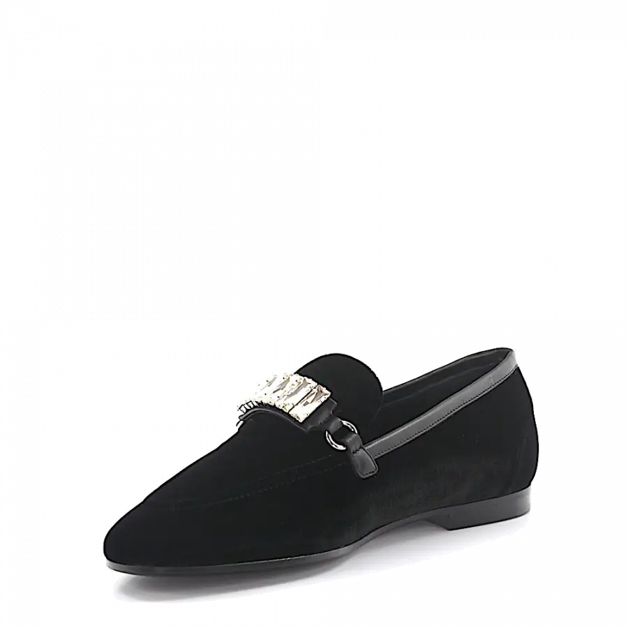Giuseppe Zanotti - Slipper Metallösen Schmuckstein schwarz silber - schwarz