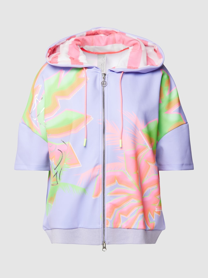 Sweatjacke mit Zweiwege-Reißverschluss in flieder
