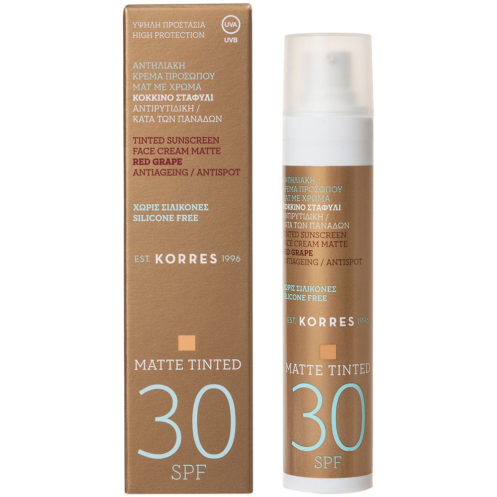 Korres Red Grape SPF30 Anti-Ageing/ Anti-Spot getönte Sonnencreme Matt 50 ml
