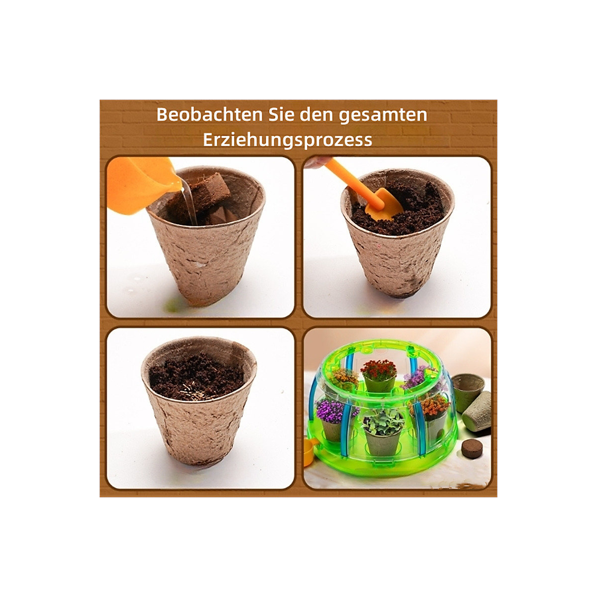 Sunshine Planting Room Pflanzensamen-Set für Kinder Wissenschaftliches und pädagogisches Experiment-Puzzle, kreatives Topfpflanzen-Set