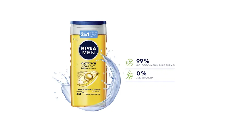 NIVEA MEN Duschgel Active Energy 24 H fresh effect 3 in 1 250 ml
