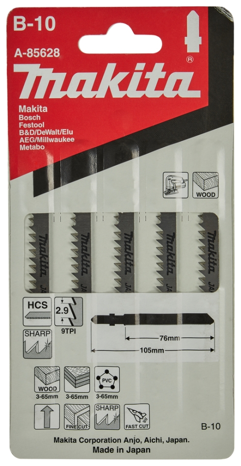 Makita Tilbehør A-85628 Stiksavklinge B10 5 dele