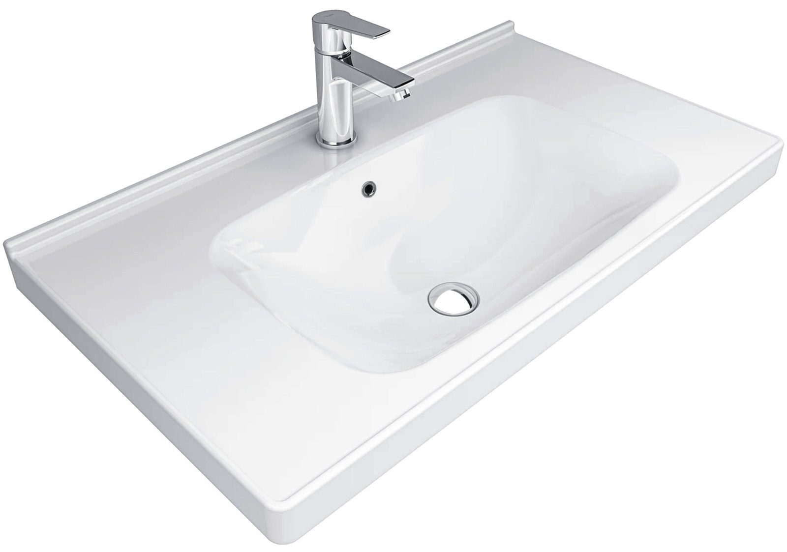 Alpenberger Waschbecken Keramik Handwaschbecken - Waschbecken Rechteckig 80 cm Breit (1-tlg., Hängewaschbecken mit Überlauf), mit Nano beschichtet, pflegeleicht, hygienisch