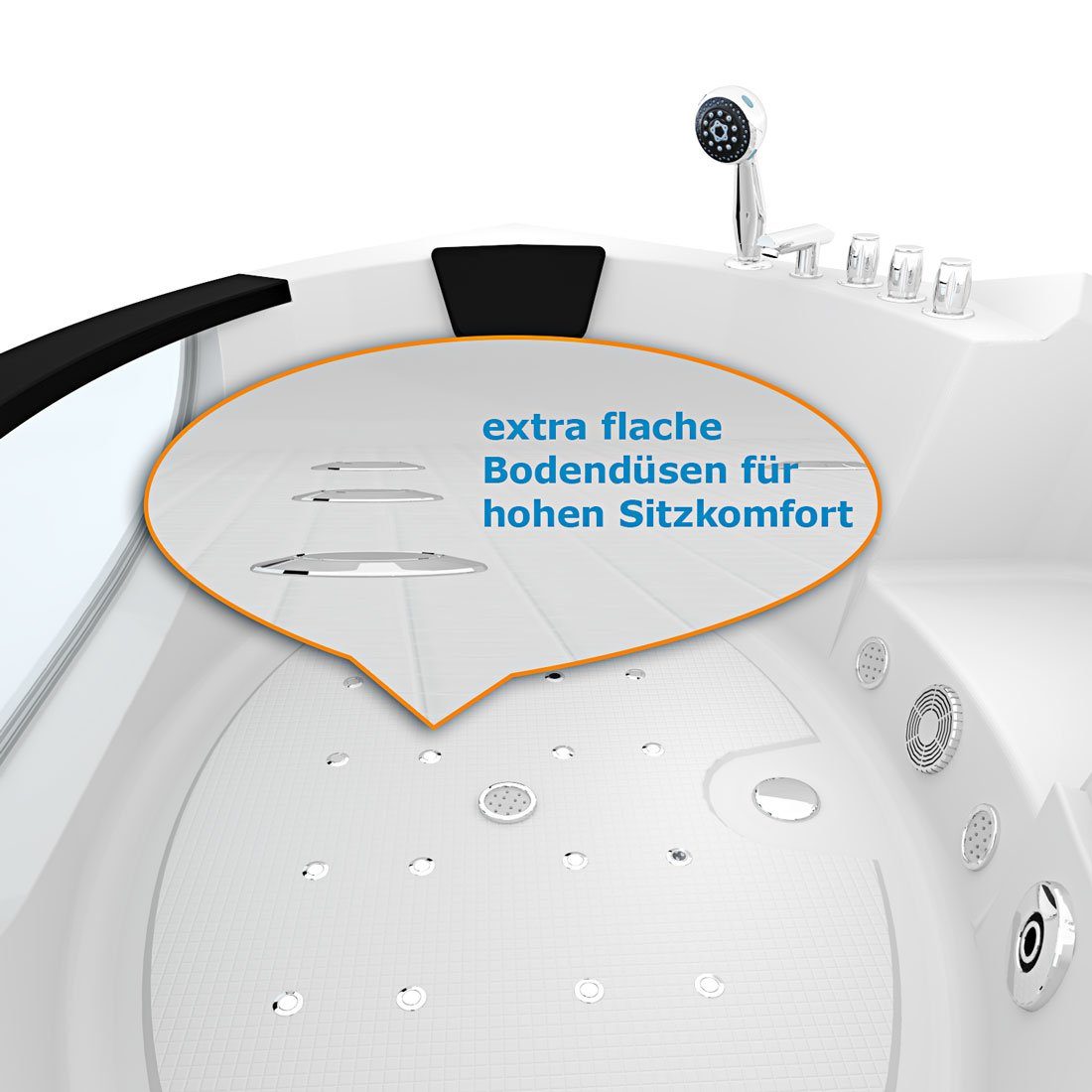 AcquaVapore Whirlpool-Badewanne Whirlpool Pool Badewanne Wanne W06H 152x152cm
