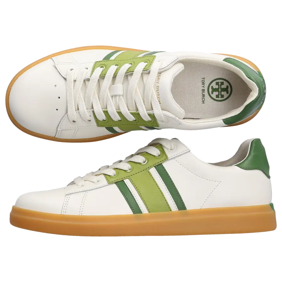Tory Burch - Sneaker low HOWELL T Kalbsleder Logo grün - weiß