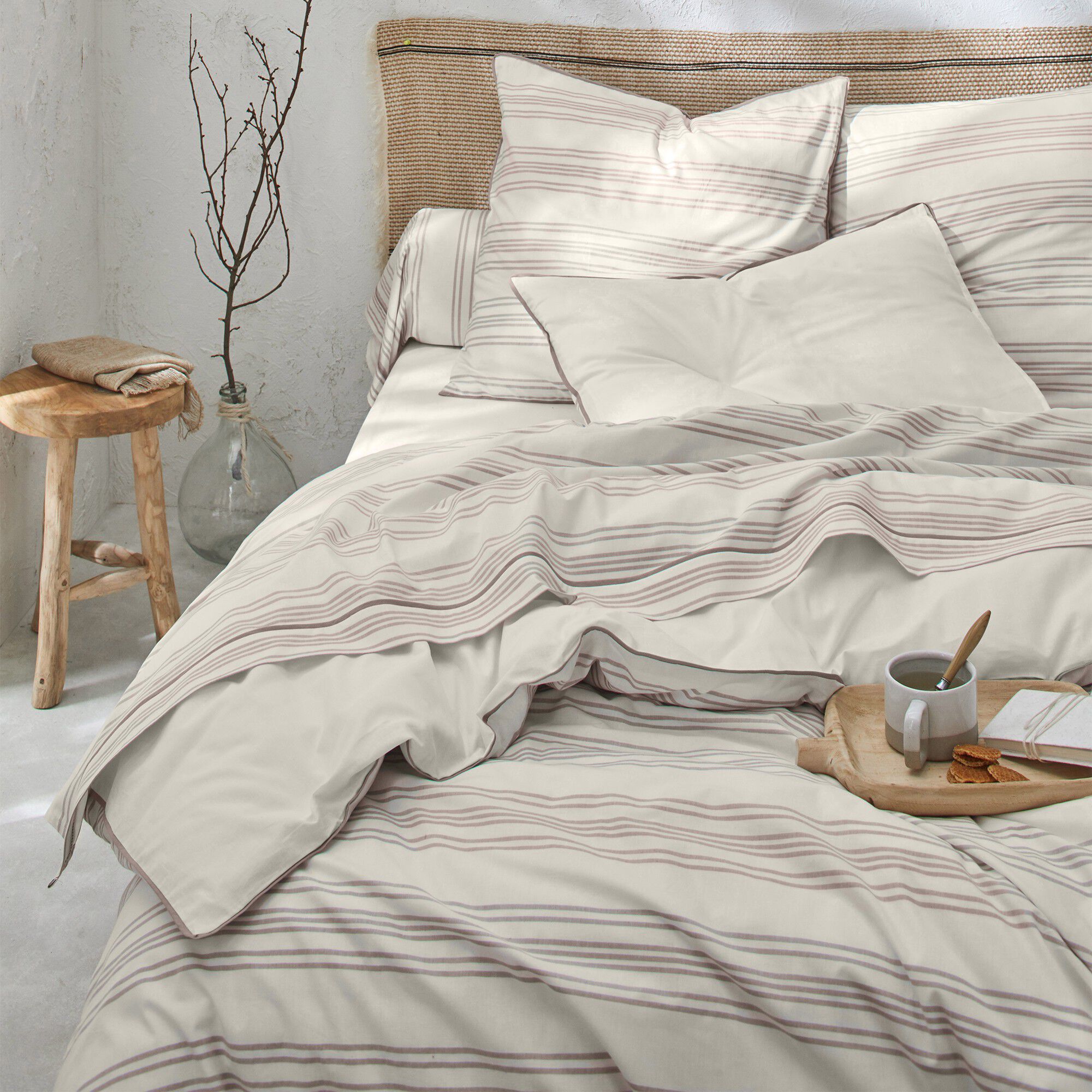 Linge de lit Eugénie rayures tissés teints