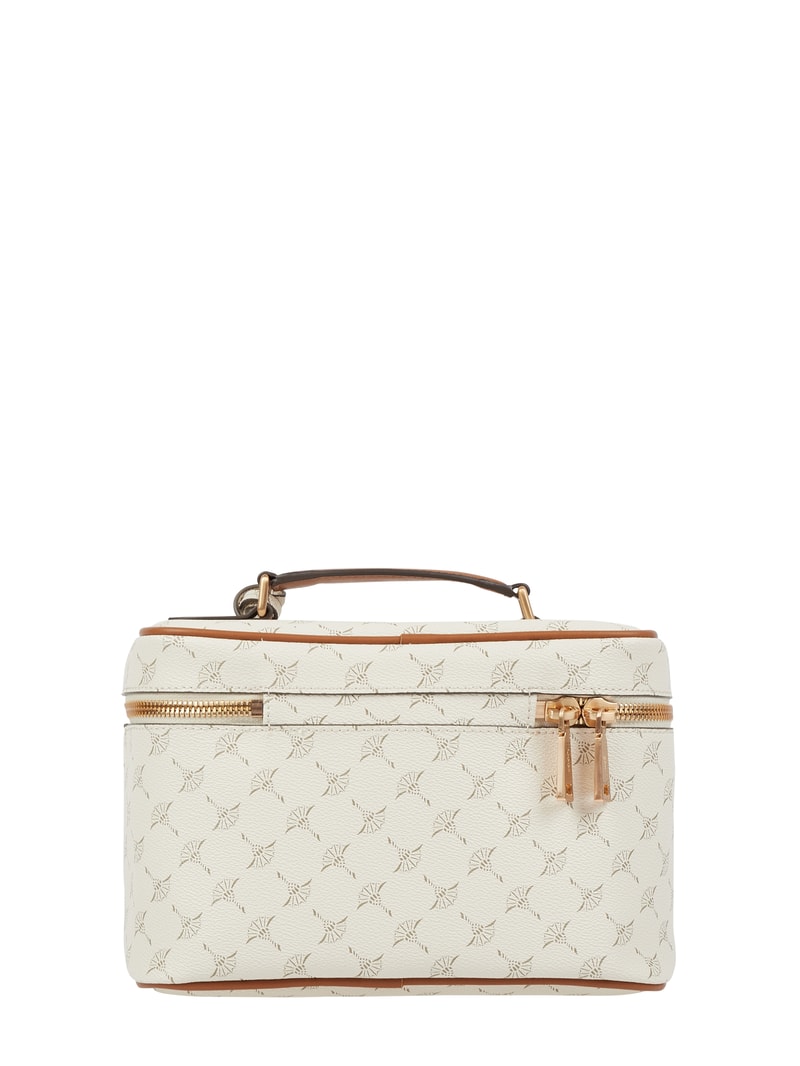 Kulturtasche mit Logo-Muster in ecru