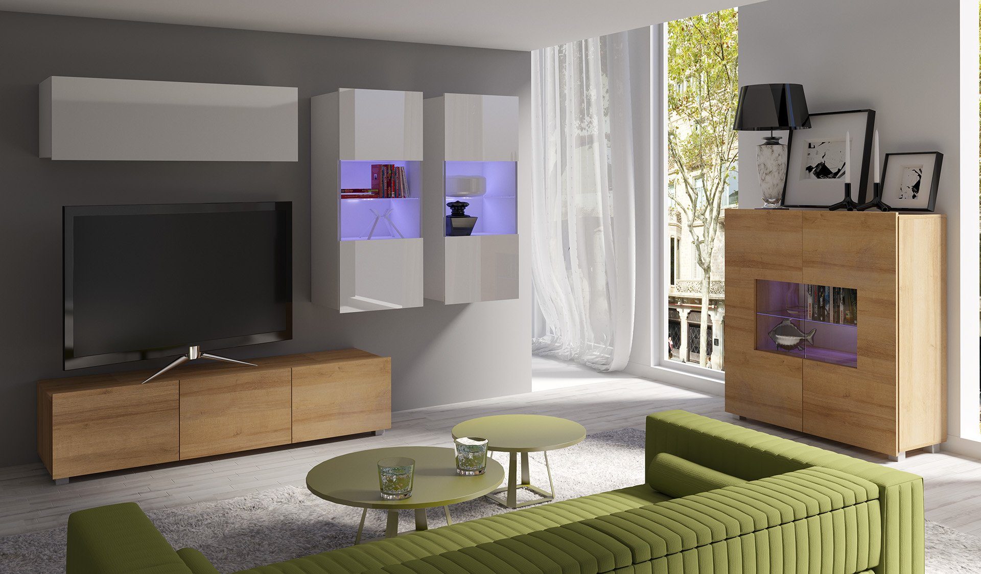 Stylefy Wohnwand Bietula, (Set (5-St), Wohnmöbel), 5-teilig, wahlweise mit LED-Beleuchtung, FSC-Zertifizierung, Modern Design, variabel stellbar