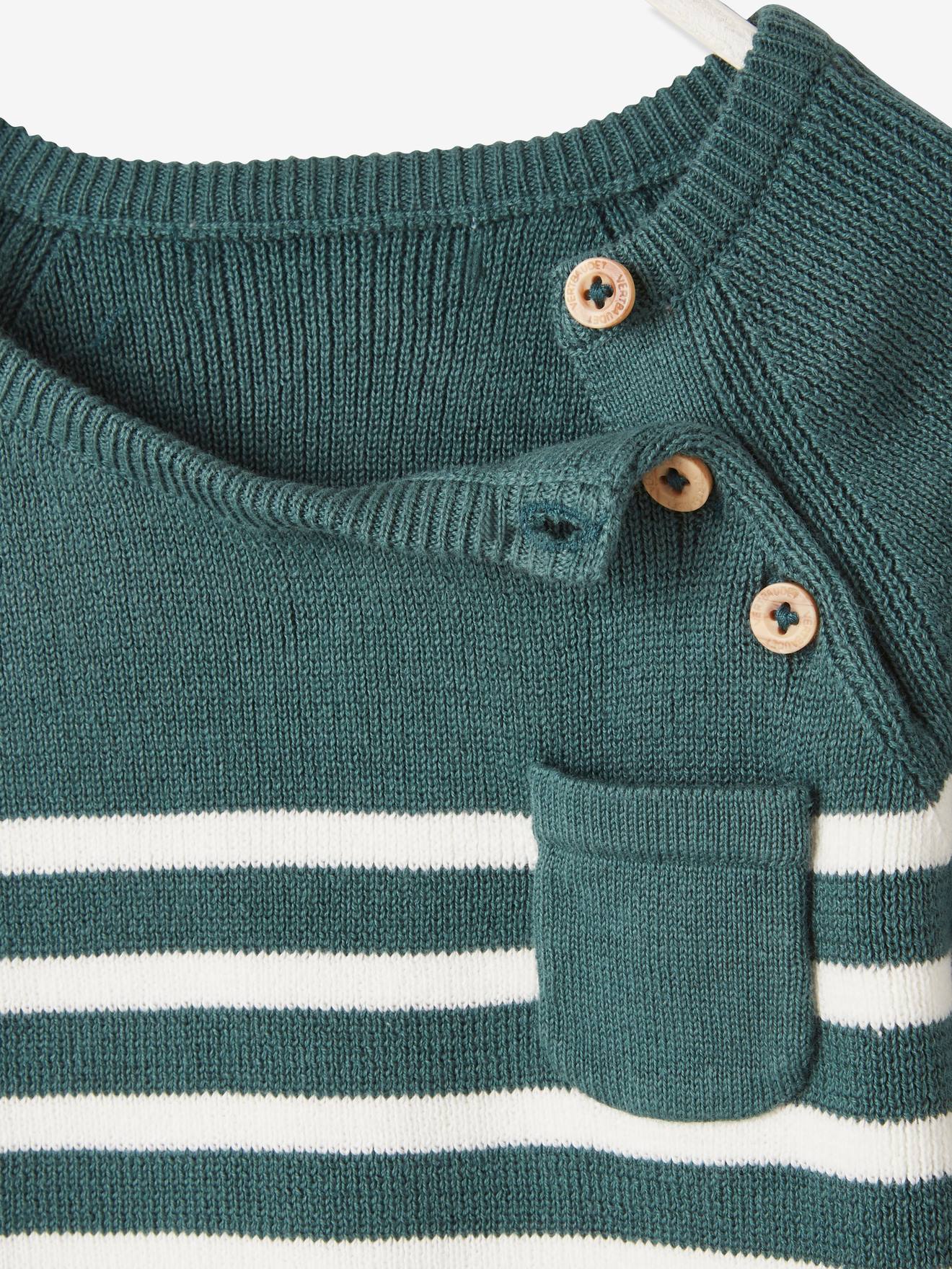 Pull marinière bébé caramel rayé