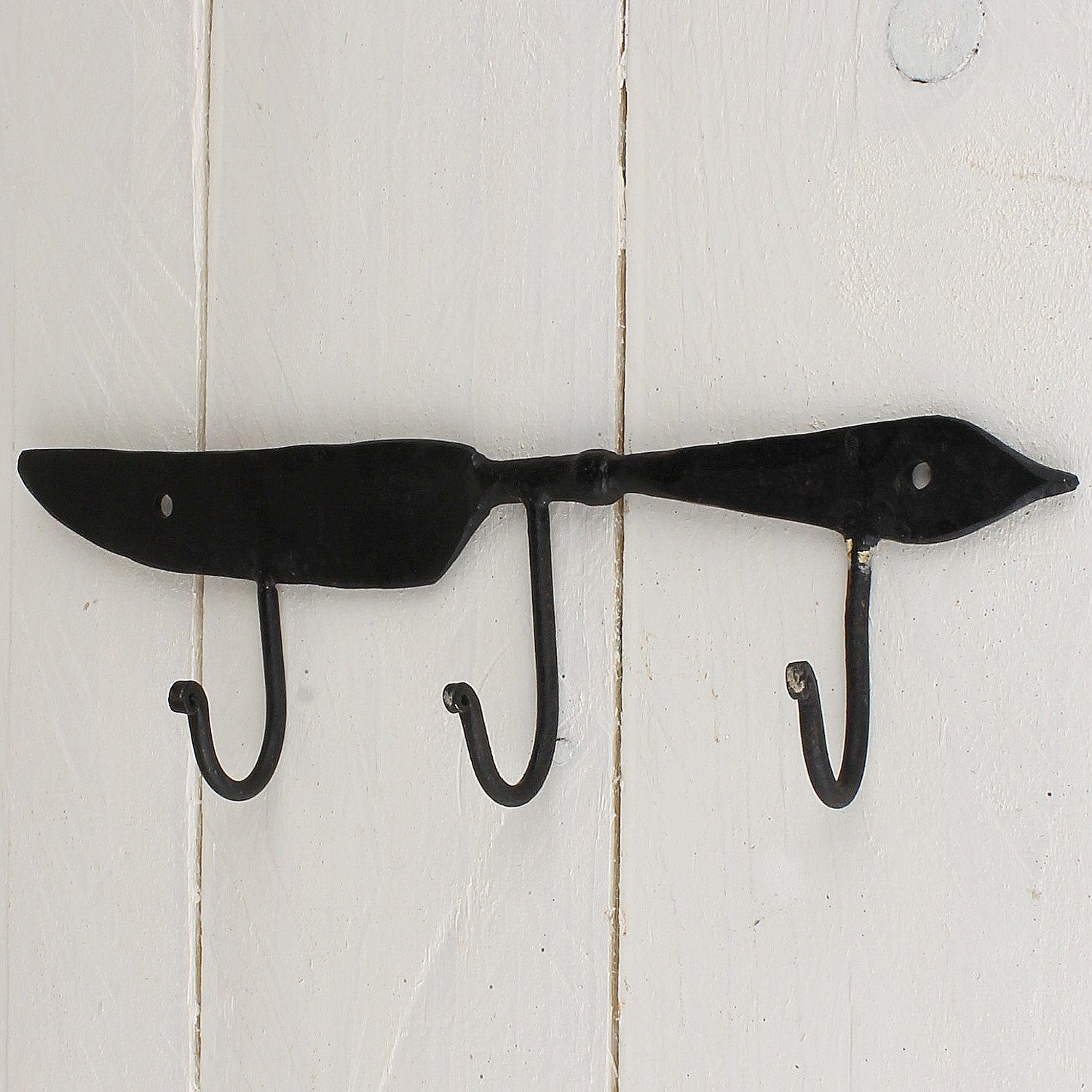 Macosa Home Wandhaken Wandhaken Messer Vintage Metall schwarz Hakenleiste Deko-Haken Küche, Wand, Antik Nostalgie Landhausstil Handtuchhaken Schlüssel-Haken