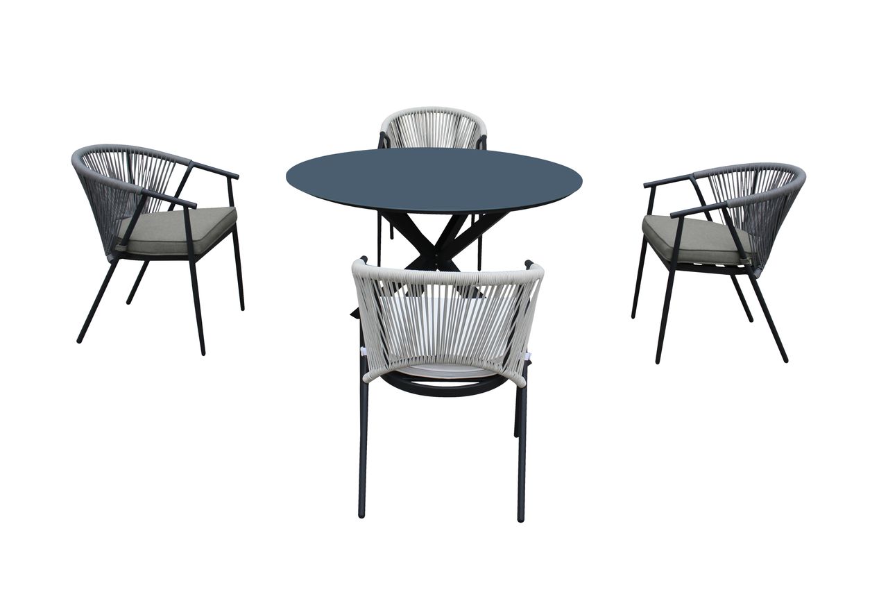 Happy Home Happy Home 5 tlg. Dining Set HGS54-GRA mit Sitzkissen in grau und beige