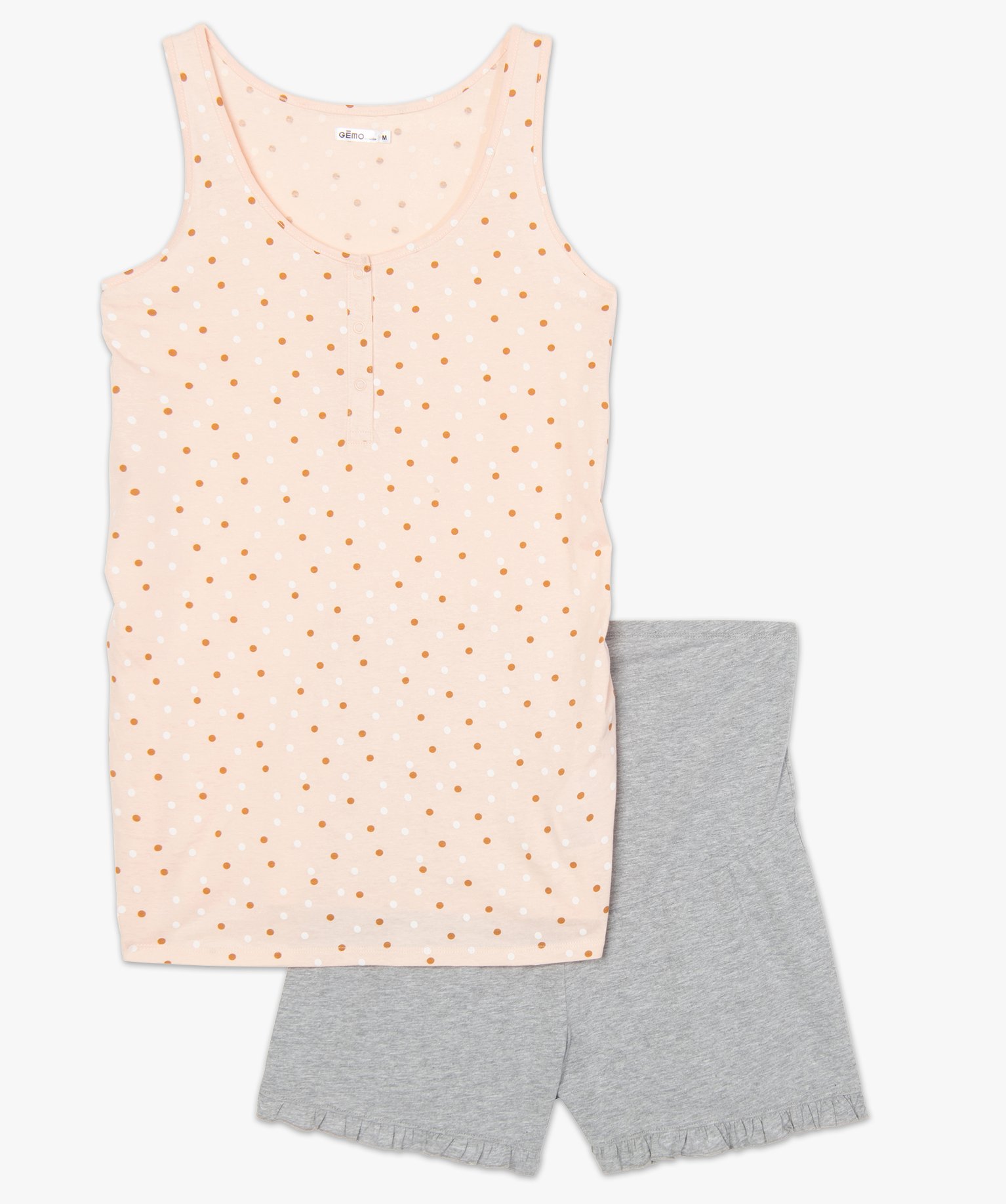 Pyjashort de grossesse et d'allaitement à motifs rose | GEMO