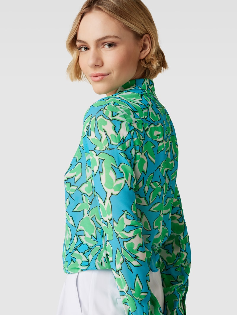 Longbluse mit Allover-Muster in aqua blau