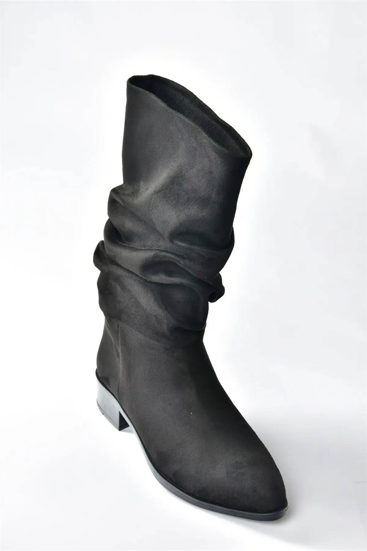 Fox Shoes  Tägliche Damenstiefel aus schwarzem Wildleder mit Kordelzug N726602102