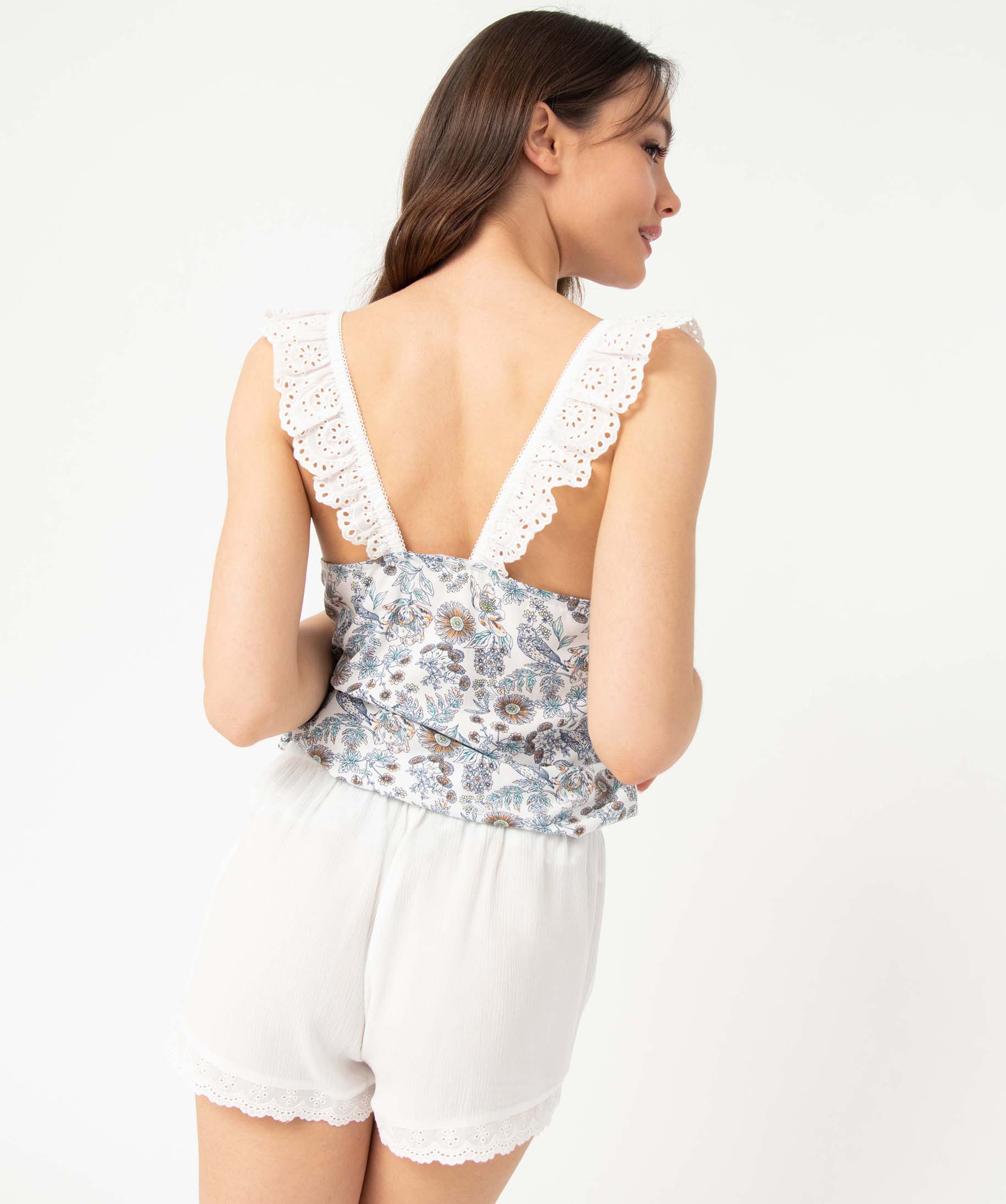 Débardeur de nuit femme à motifs fleuris avec bretelles br... imprime | GEMO