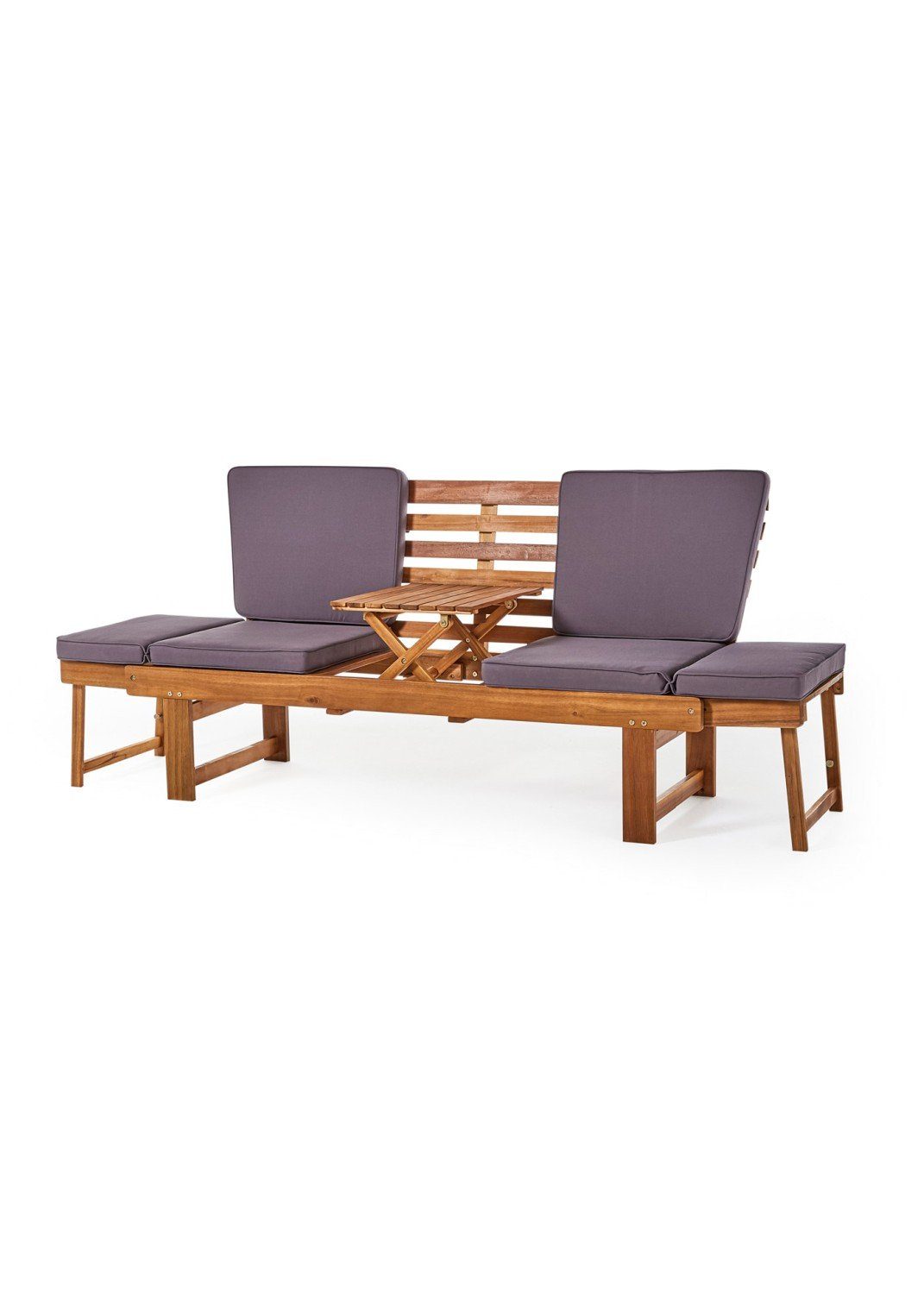 Wohnando Gartenbank Gartenbank Björn FSC (mit integriertem Klapptisch), intergrierter Tisch und verstellbare Armlehnen