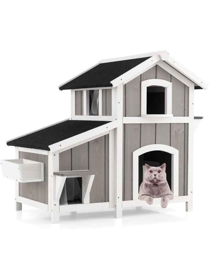 COSTWAY Katzenhaus Outdoor in Grau günstig kaufen onesize