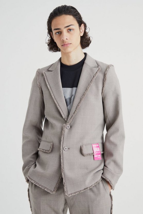 Karierter Slim-Fit Blazer mit Naht-Detail