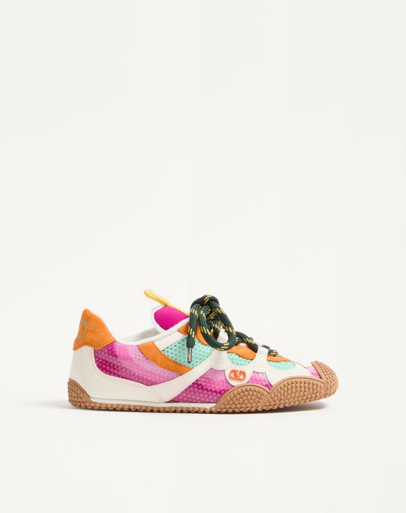 Baskets Amphibia en cuir de veau caoutchouté et cuir fendu