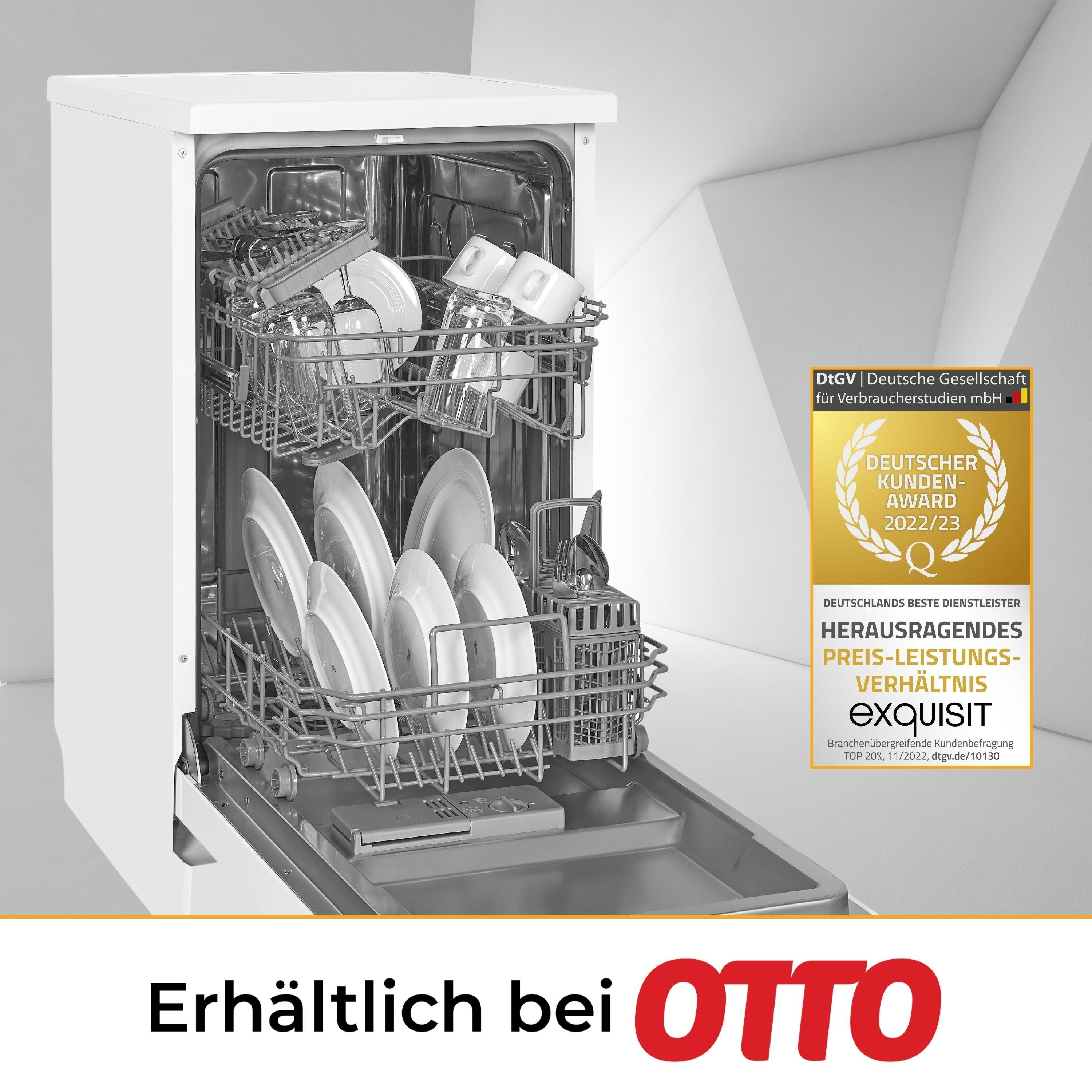 exquisit Standgeschirrspüler, GSP9309-030E, 9 Maßgedecke, einfache Bedienung durch LED Display, mit Energiesparfunktion ECO