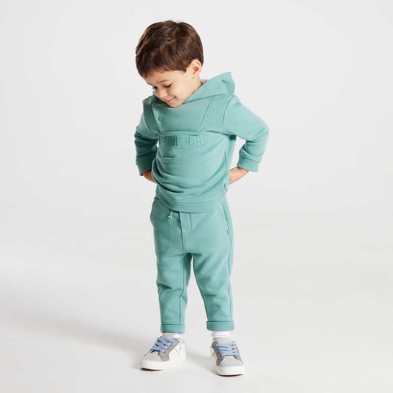 Sweat molleton à capuche vert bébé garçon