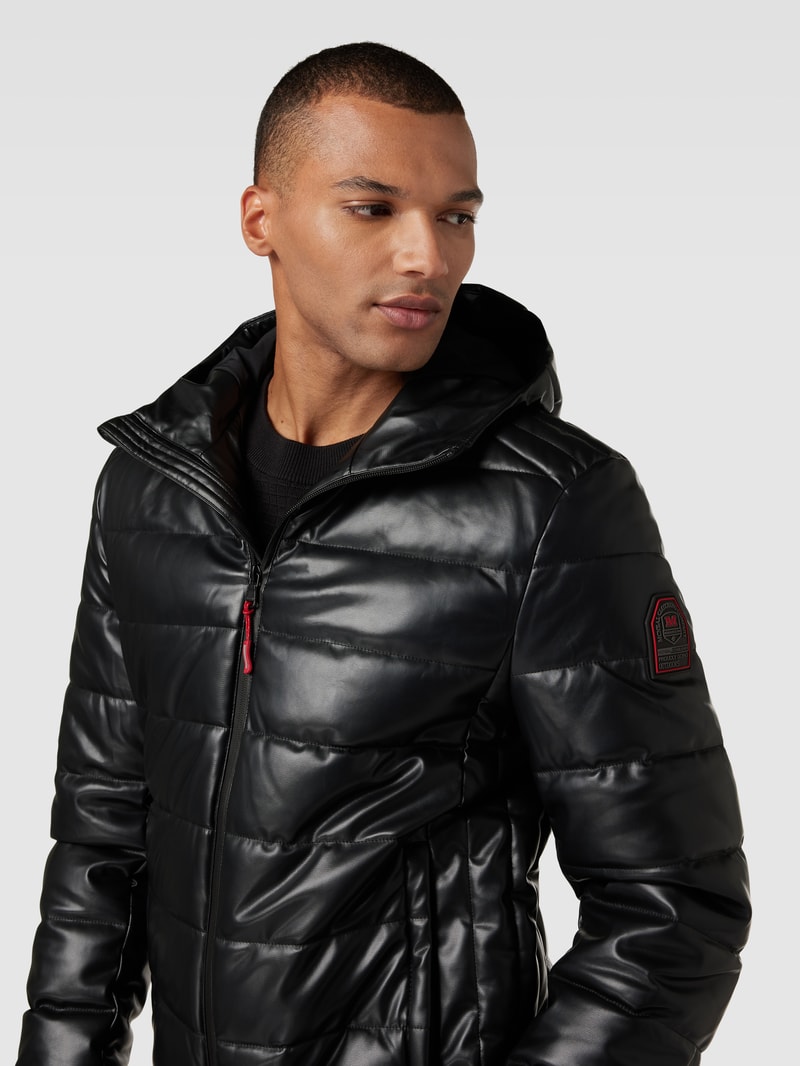 Steppjacke in Leder-Optik in schwarz