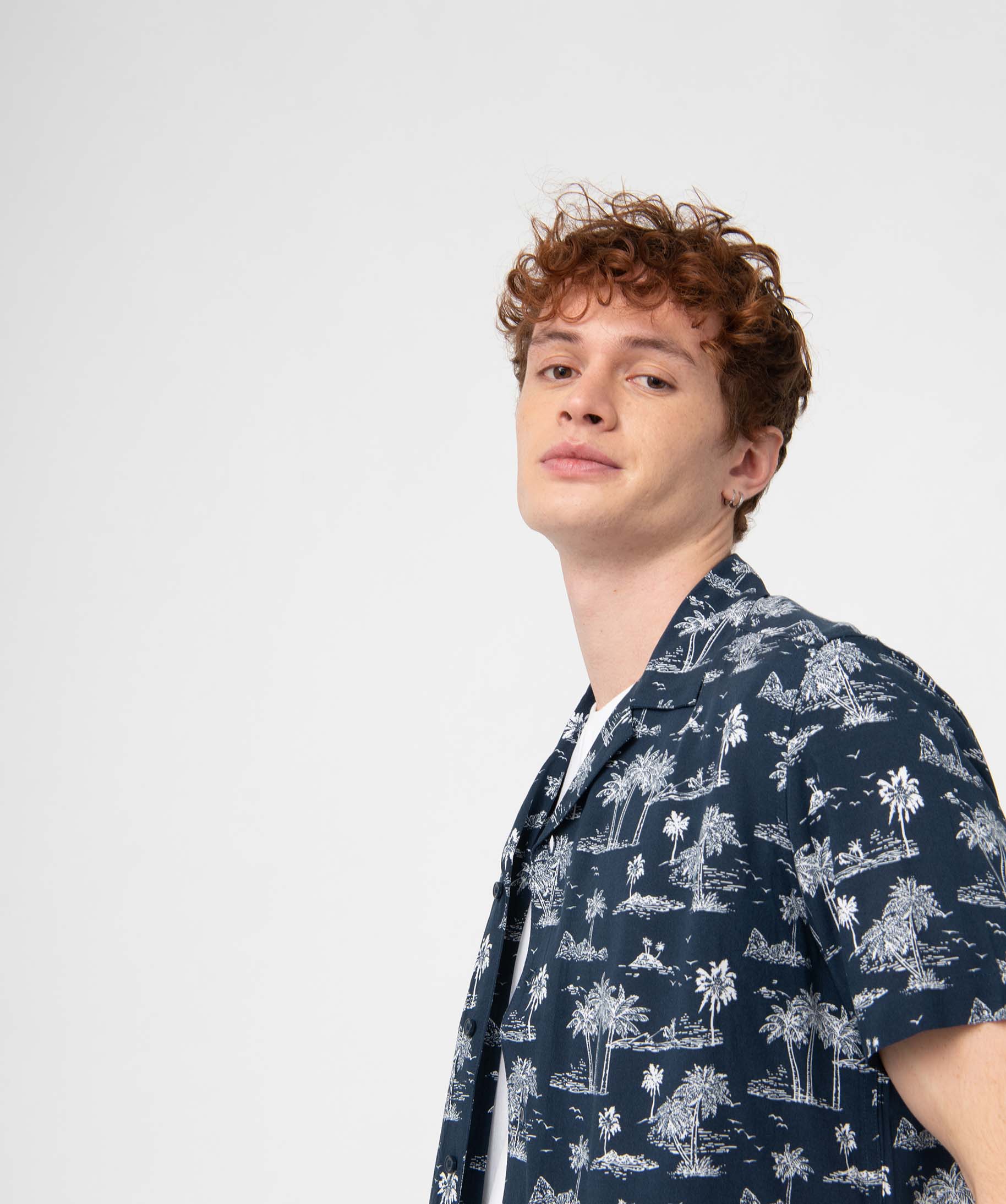 Chemise homme à manches courtes en viscose fluide imprimée imprime | GEMO