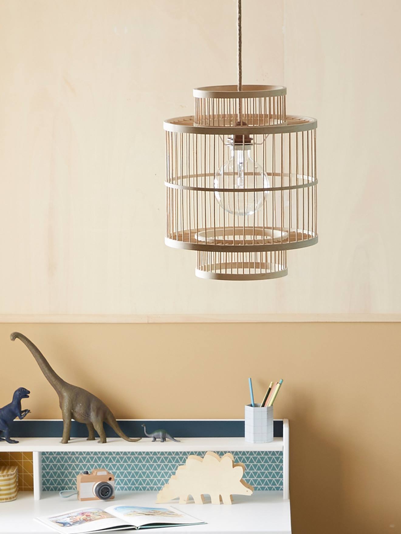 Vertbaudet Kinderzimmer Lampenschirm aus Rattan BOHO - natur