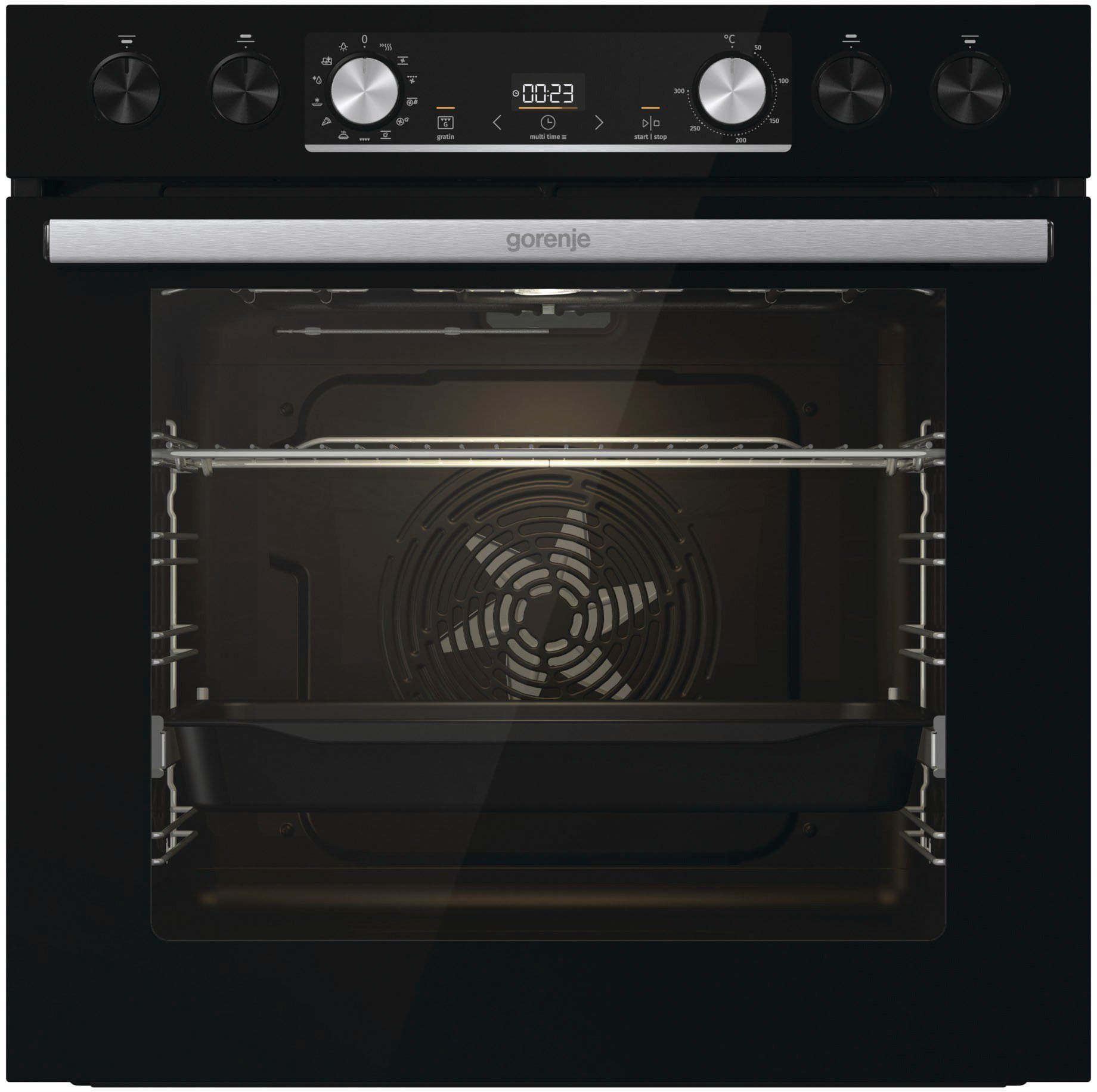 GORENJE Elektro-Herd-Set Black Set 4, mit 1-fach-Teleskopauszug, Aqua Clean