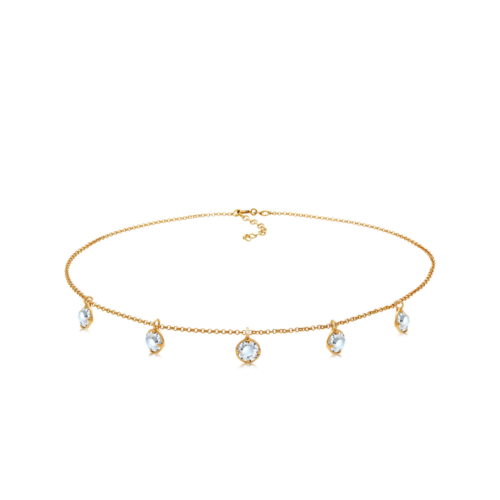 Elli Elli Collier Choker Pendentifs Minimal Basic avec des Cristaux Collier Femme - (9 collier