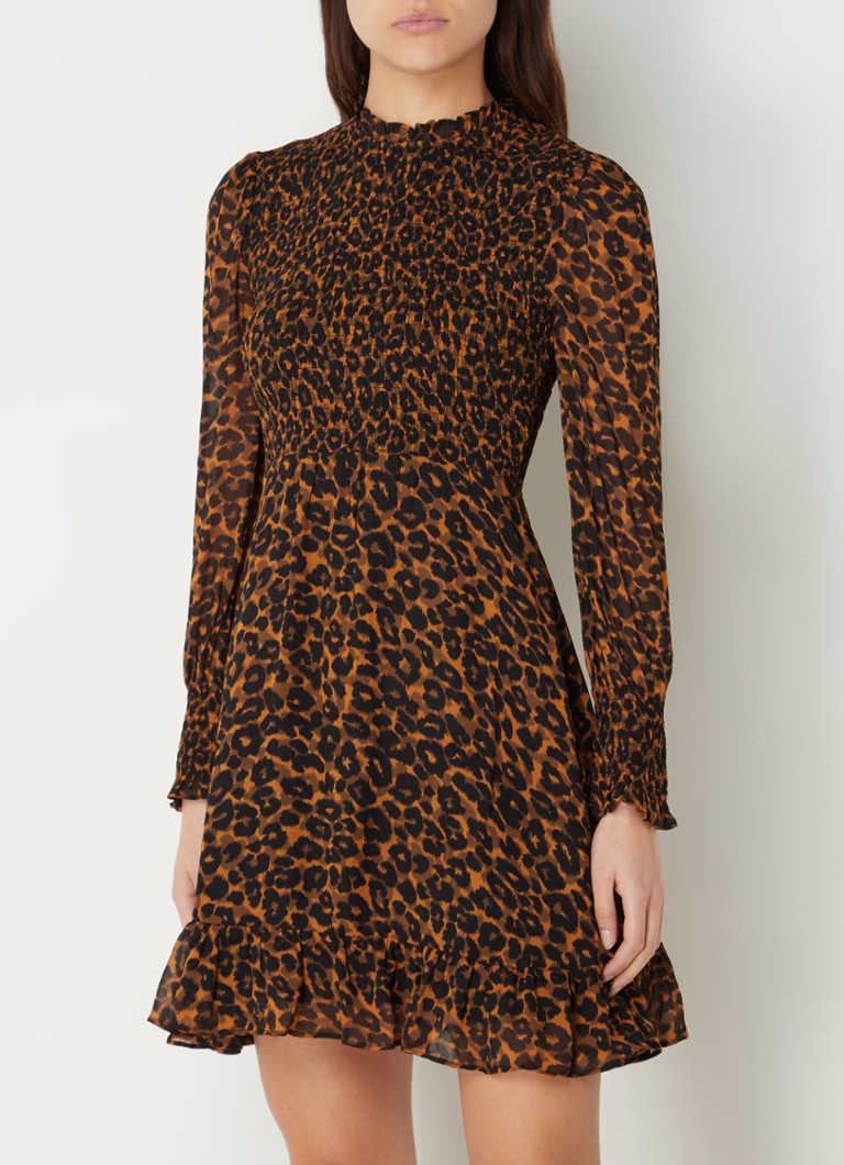 Rochie mini cu imprimeu leopard și volane Whistles