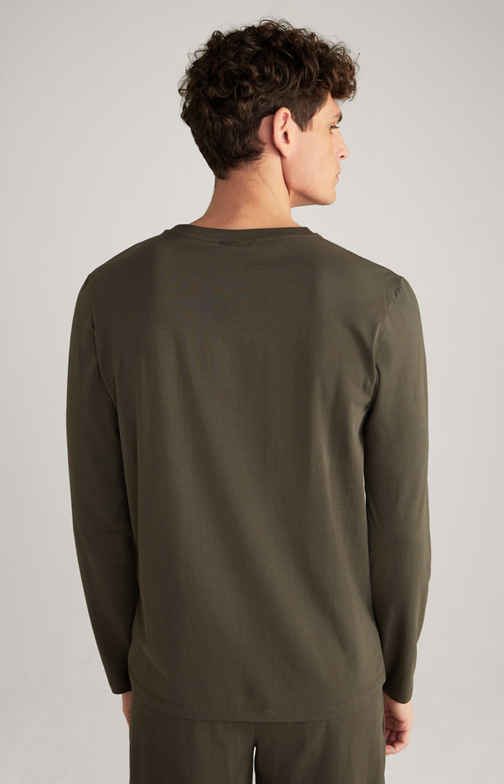 Loungewear Longsleeve in Dunkelgrün-Braun