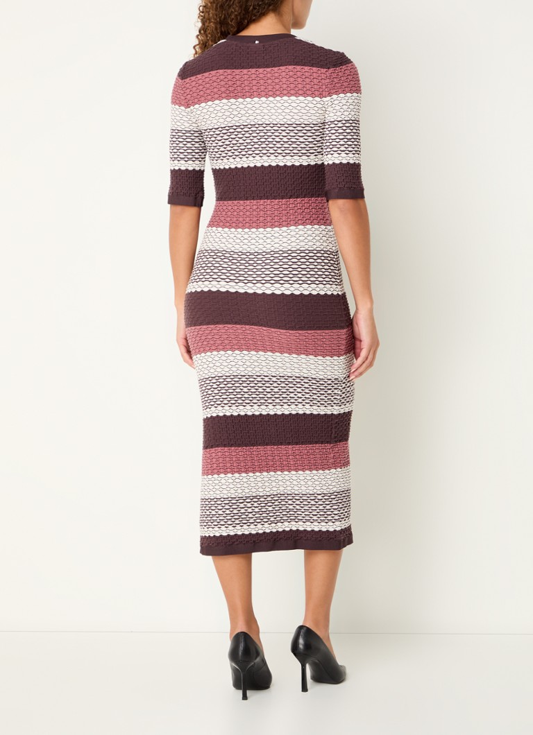 Robe midi Etenah de HUGO BOSS, imprimée à rayures et texturée