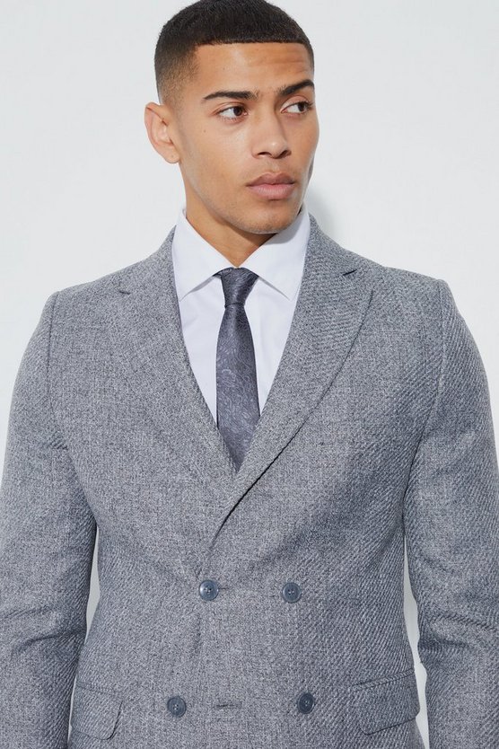 Zweireihiger Skinny Bouclee-Blazer
