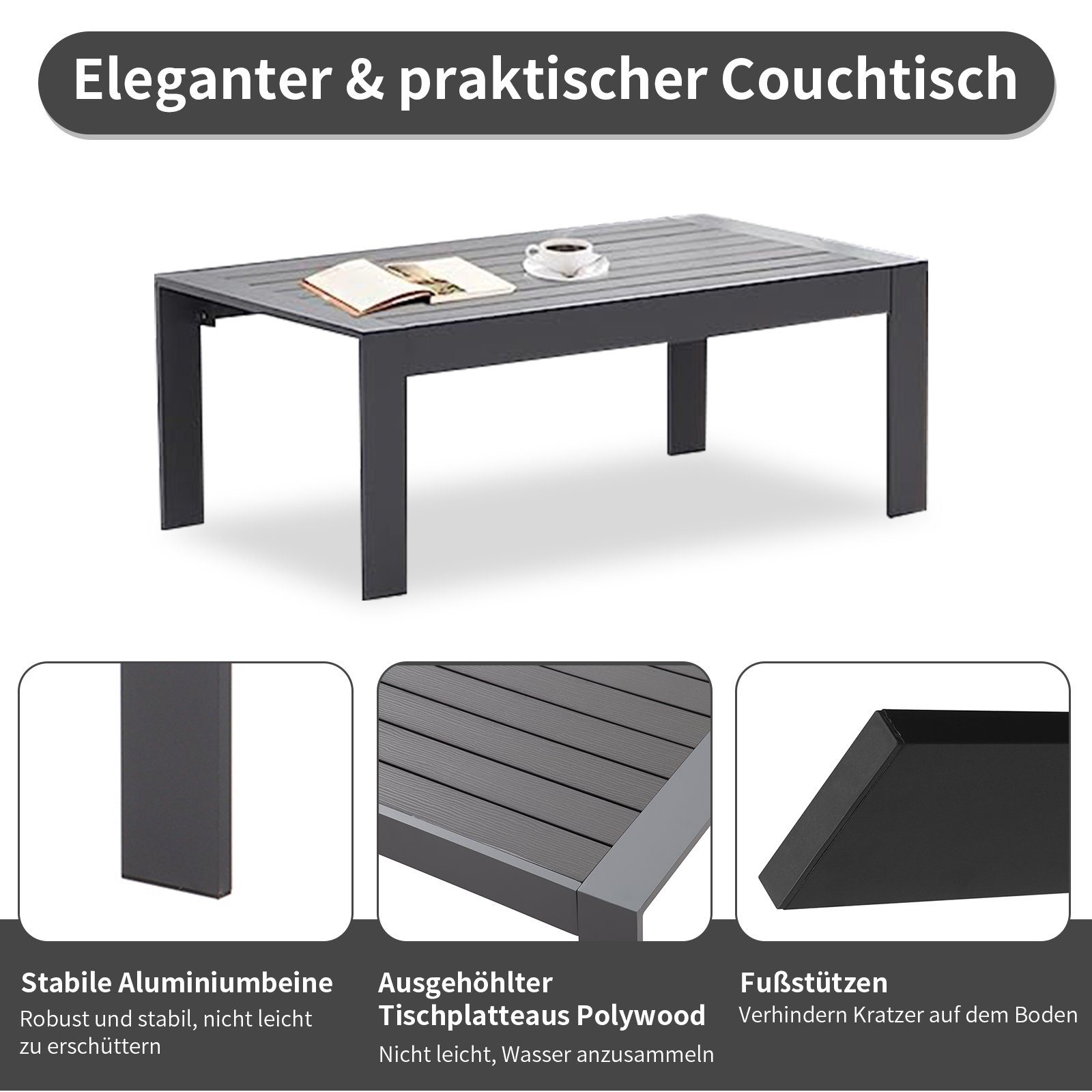 MeXo von GLP HOME Gartenlounge-Set Aluminium Sitzgruppe wetterfest Lounge Set für 5-7 Personen, (Gartenmöbel, Gartengarnitur mit Kissen), Essgruppe für Terrasse Balkon Garten Indoor Outdoor