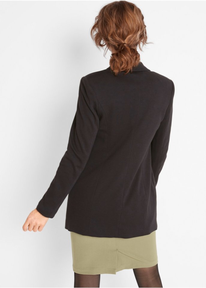 Bio-Baumwolljersey-Longblazer im Boyfriend-Stil