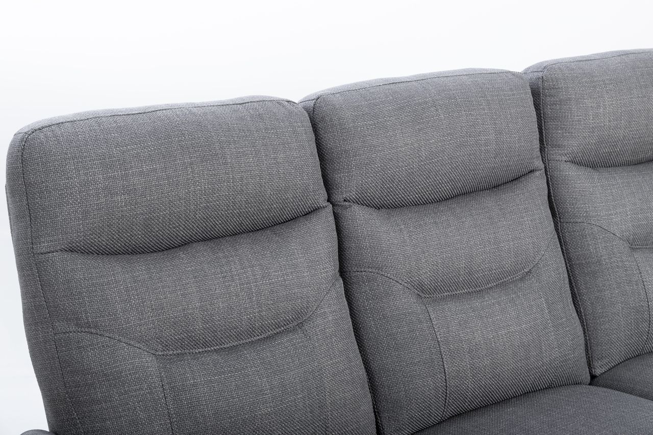 Happy Home Couchgarnitur Set Sofaset Sitzgarnitur 3tlg. mit 5 Relaxfunktionen gepolstert grau