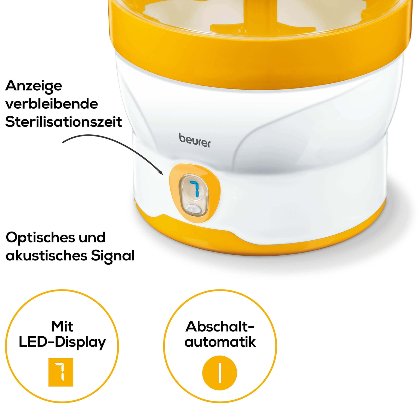 Beurer Dampfsterilisator BY 76-Sterilisator zum Desinfizieren von 6 Babyflaschen & Zubehör