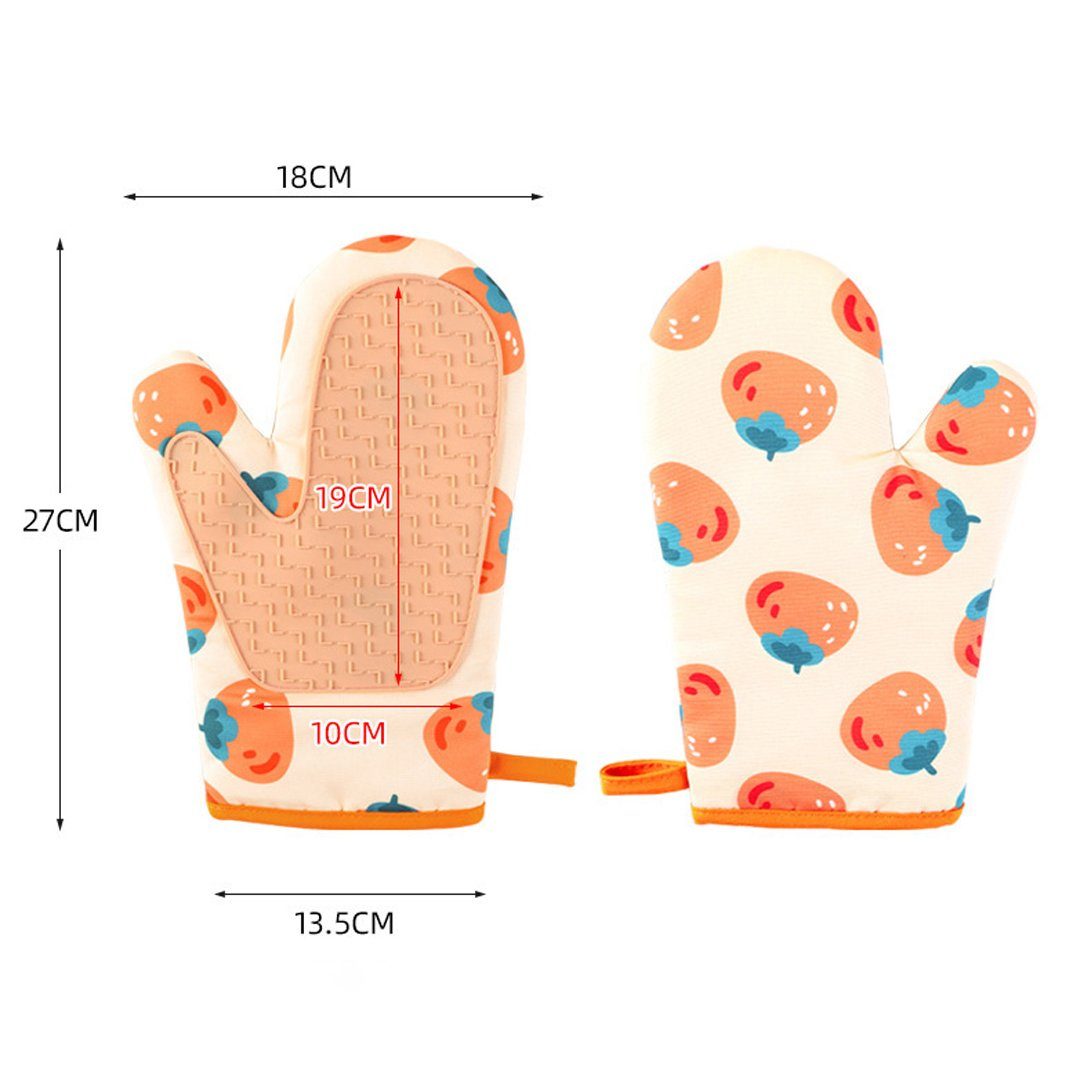 FIDDY Topfhandschuhe Silikon Ofenhandschuhe, hitzebeständige wasserdichte Handschuhe, (Anti-Verbrühungs-Koch- und Backtopflappen), flexible Ofenhandschuhe mit gestepptem Futter, 1 Paar,(Pfirsich).